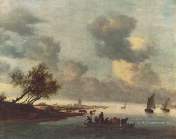 Un ferry près d’Arnheim Bateau paysage marin Plage de Salomon van Ruysdael Peinture à l'huile